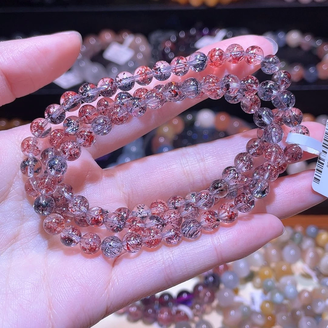 水晶手链未镶嵌超七手链，晶体通透