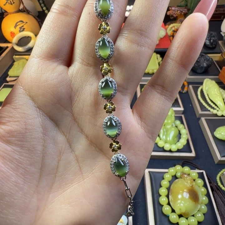 和田玉（碧玉）银S925镶嵌颈饰