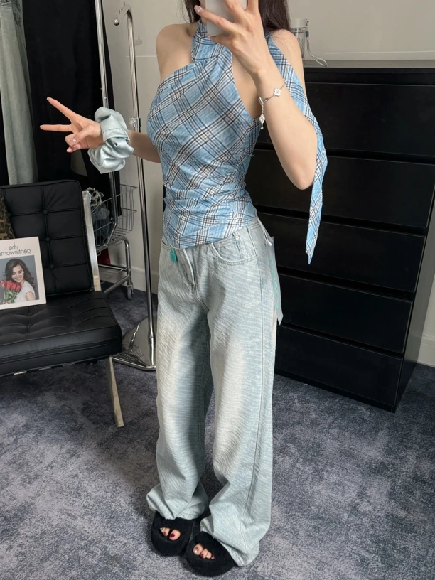 （清 ）四季韩版高街宽松显瘦配腰带牛仔裤四季款