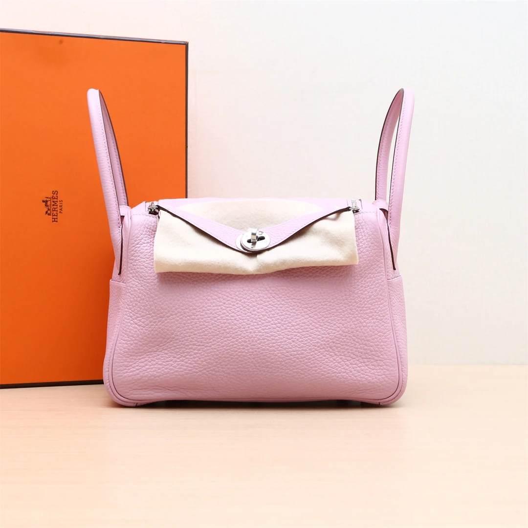 95新 Hermes/爱马仕 小花双双 Lindy 26 锦葵紫 TC皮 Z刻 银扣包