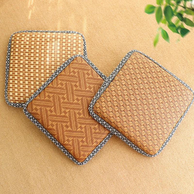 夏天凉席坐垫防滑正方形小凳子儿童椅子屁股垫办公室藤席冰丝透气