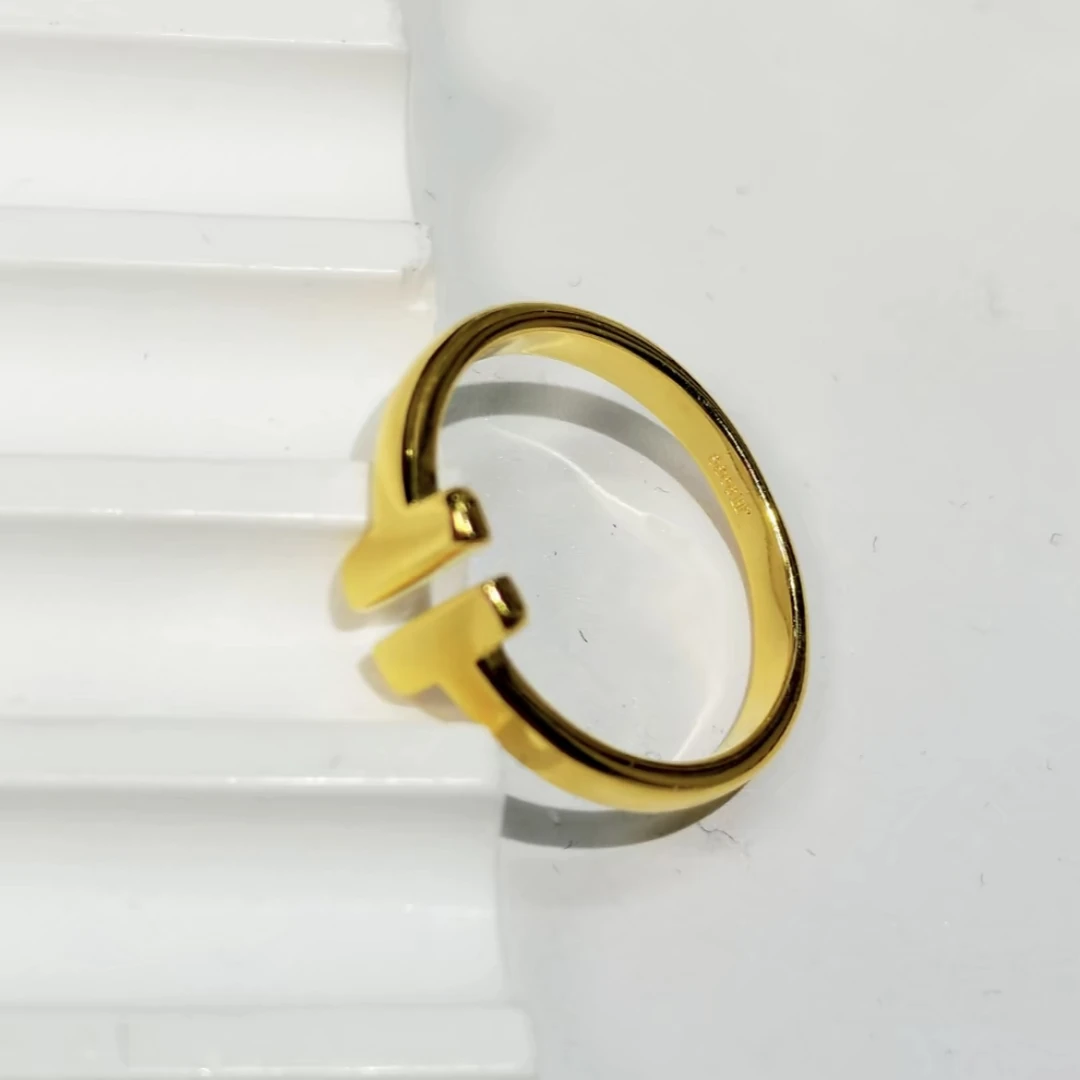 足银戒指 双T戒指