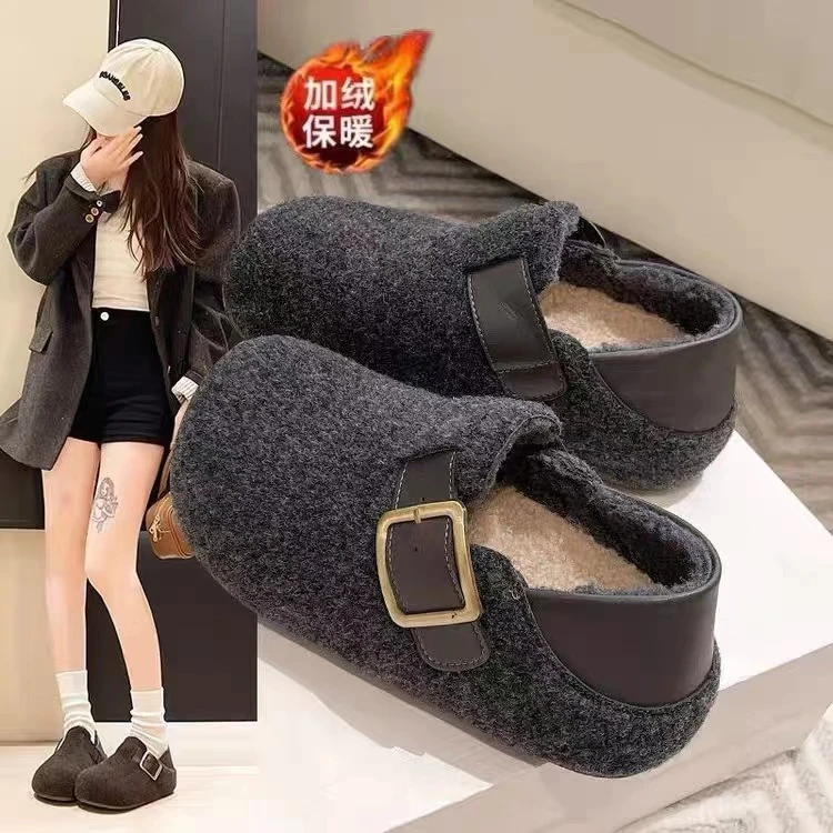 【大美】复古毛绒超火加绒加厚内增高两穿勃肯鞋1523-2