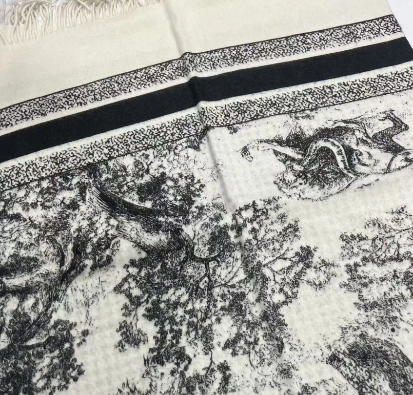 羊绒长巾-经典丛林千鸟 65*200cm丝巾