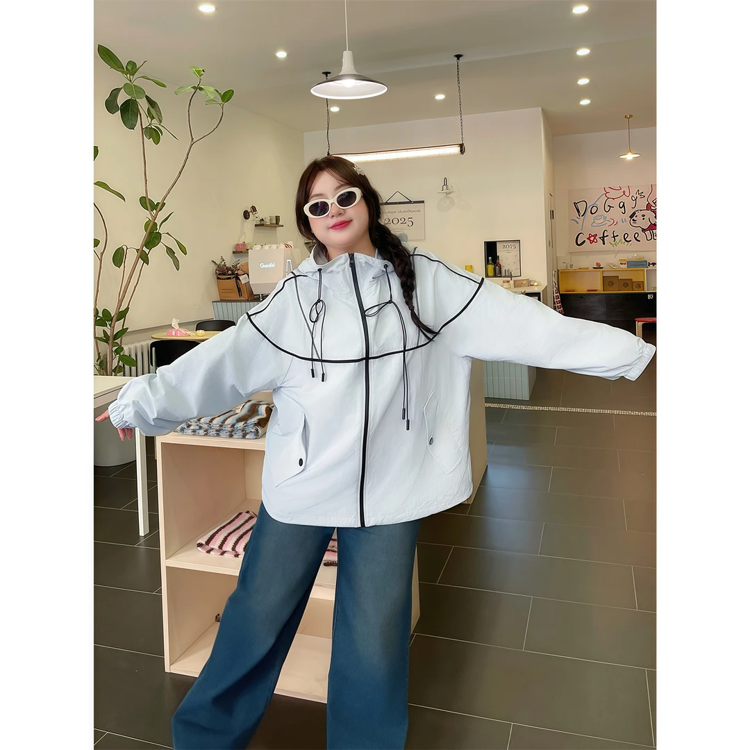 莉蒂蒂丝 / 帅气清爽连帽冲锋衣13835花契200斤胖mm春季休闲时尚