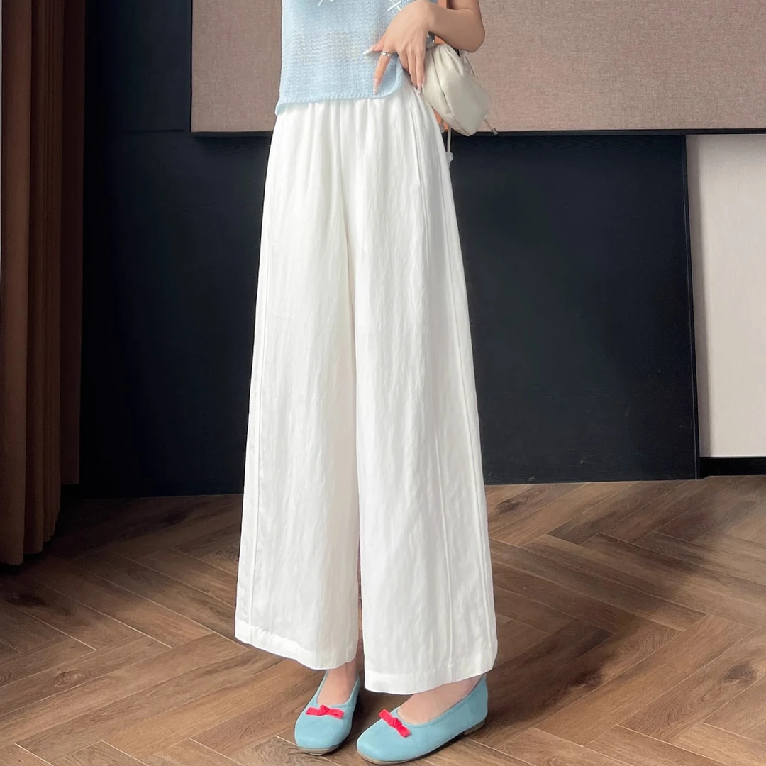 白色冰丝速干山本裤裙女夏季新款高腰薄款小个子八分九分阔腿裙裤