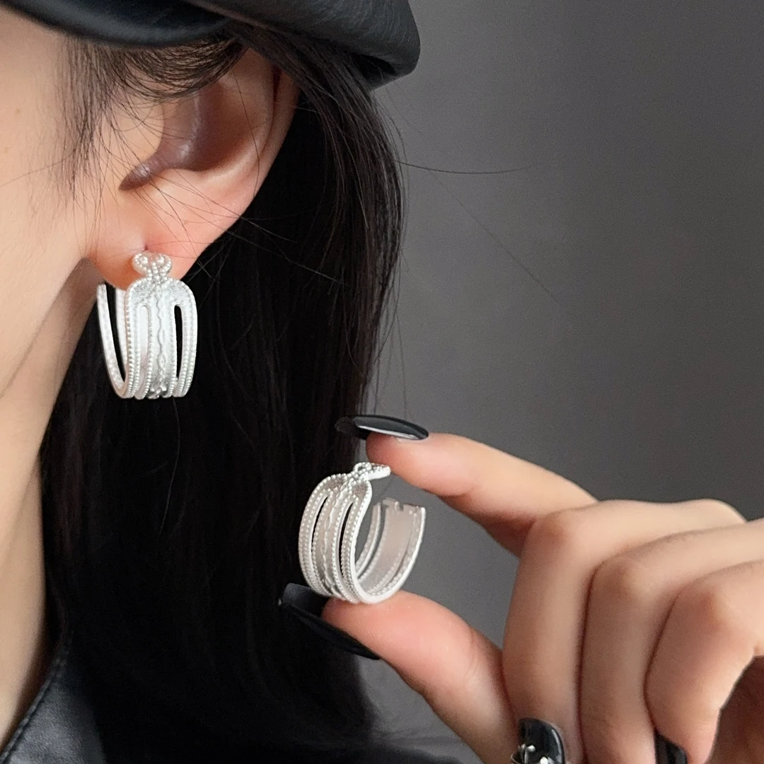 夏季百搭耳饰  气质个性独特小众设计造型感复古耳钉E1627