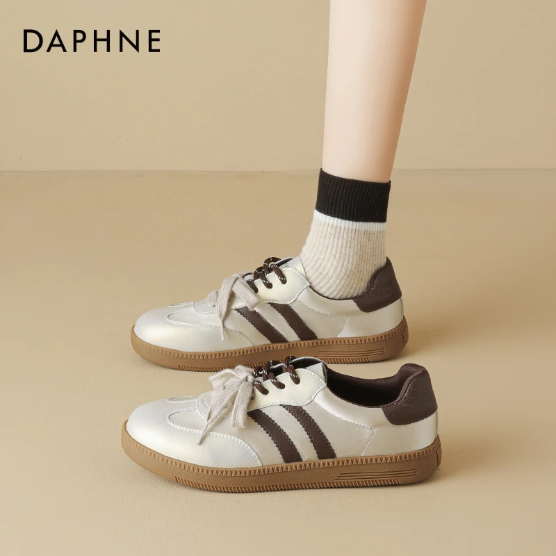 达芙妮网红爆款平底小白鞋2025新款秋季阿甘鞋复古德训鞋休闲板鞋