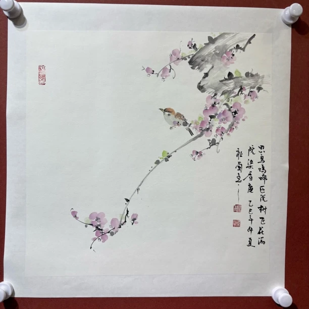 兰宝阁书画院三尺斗方纯手绘国画花鸟已拓裱画芯49:49