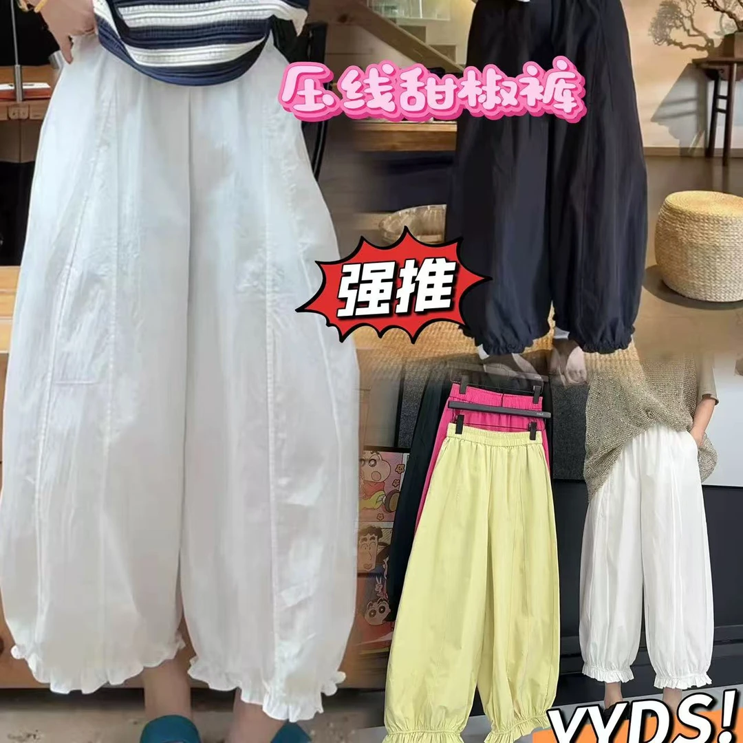 门店款 夏季新款韩版压线速干九分甜椒裤休闲裤