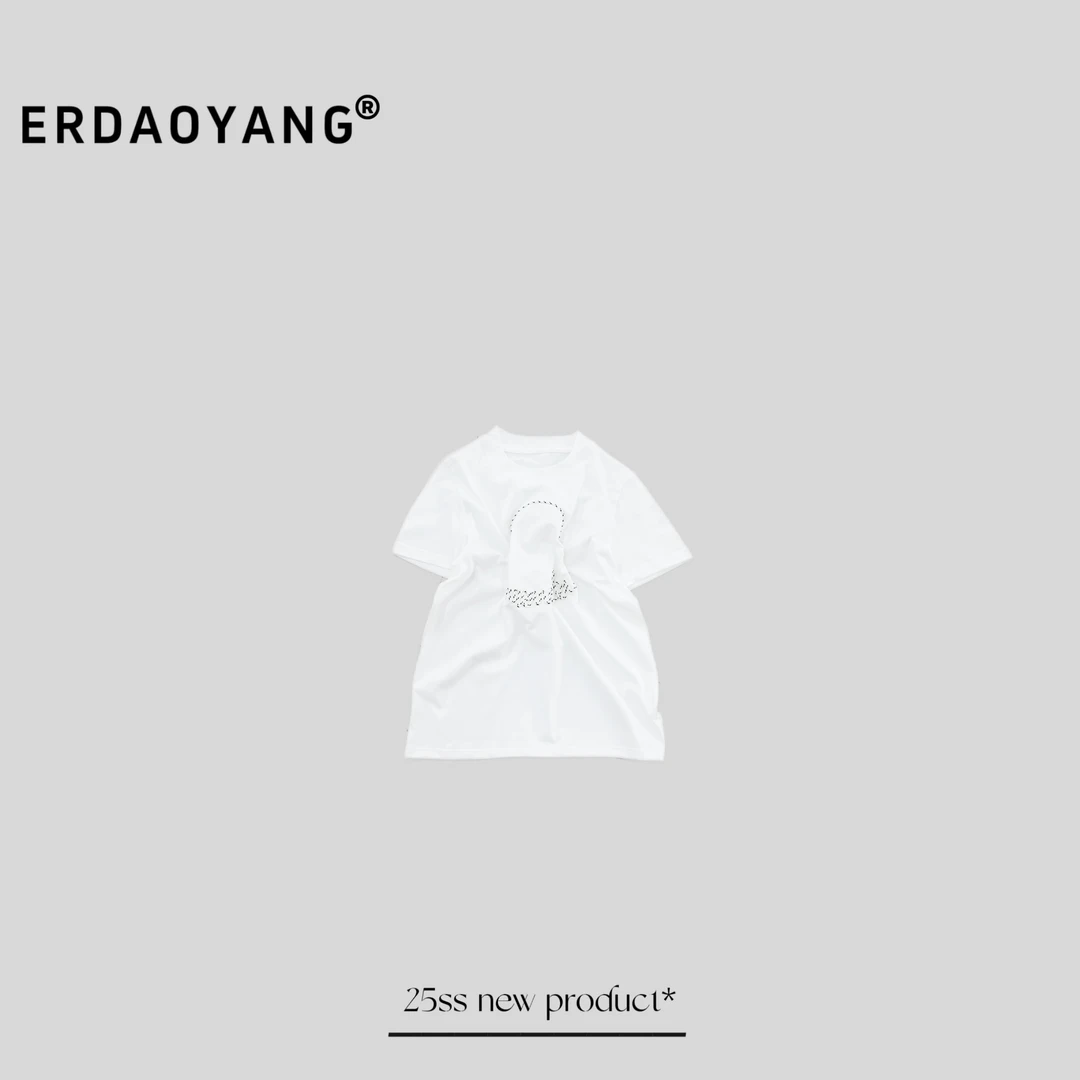 ERDAOYANG "高阶" 早春新款线条图案圆领短袖DX1076