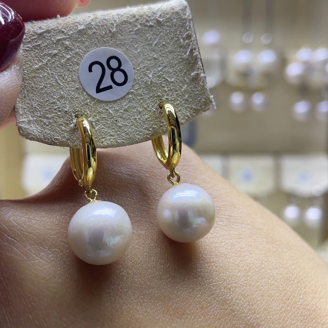 淡水珍珠耳饰银S925镶嵌