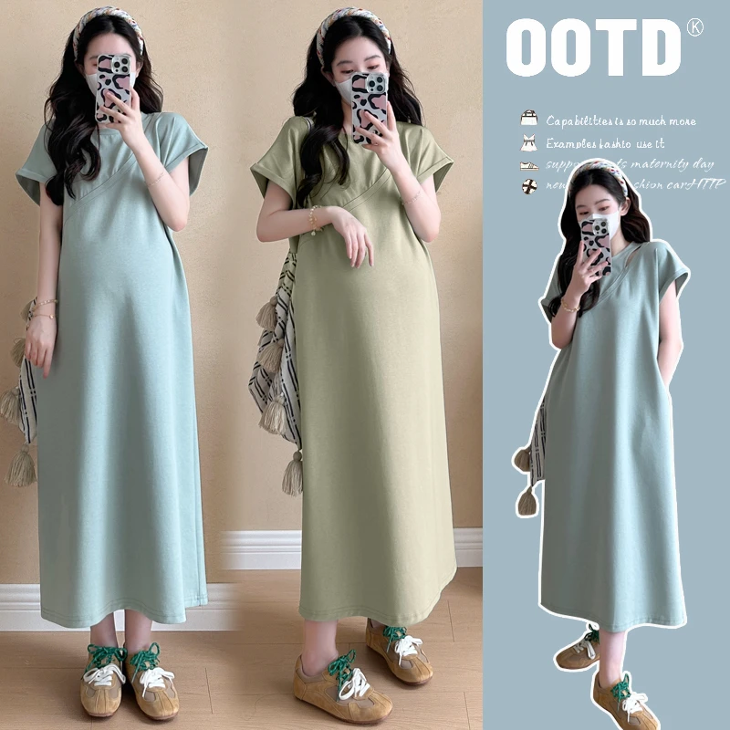孕妇装夏装2025新款时尚显瘦连衣裙潮韩版气质休闲慵懒风孕妇裙