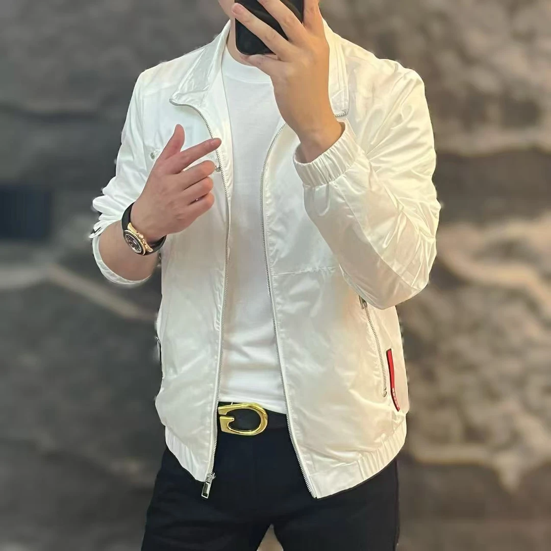 新款高端男士潮流百搭个性胸标休闲夹克K96006