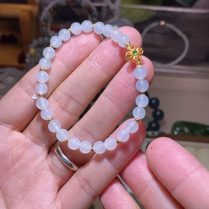 颈饰18K金镶嵌翡翠手串780