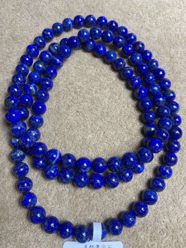 漏 天然青金石8+mm108佛珠