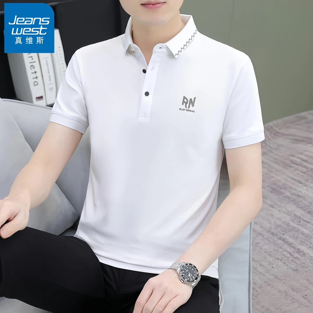 真维斯Jeanswest夏季新款男士韩版修身短袖Polo衫轻透潮流时尚t恤
