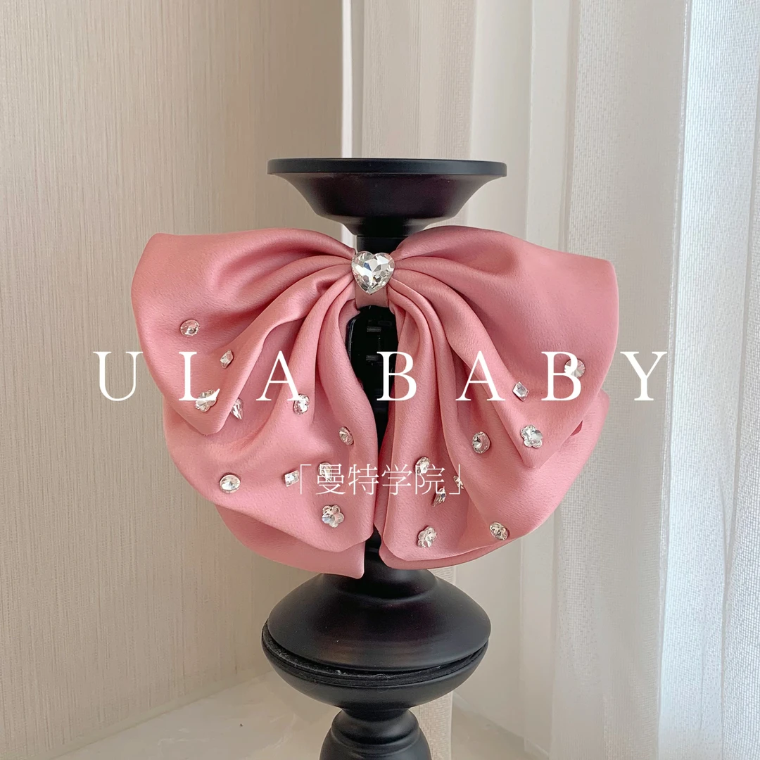 【喜儿ula】8-22-1「曼特学院」高级感星光蝴蝶结缎面清新少女抓夹