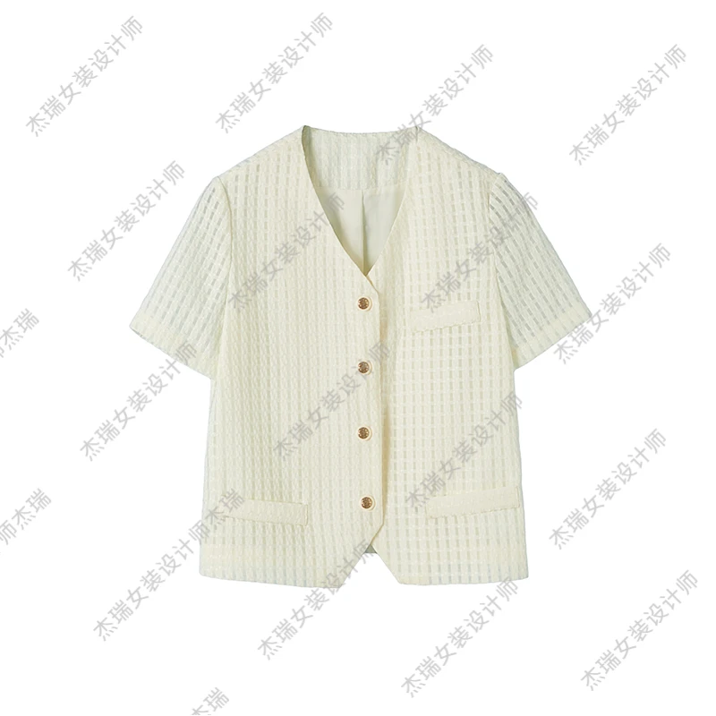 【礼枝月】2024夏季新品轻奢高级感法式T恤时尚气质百搭轻薄短袖