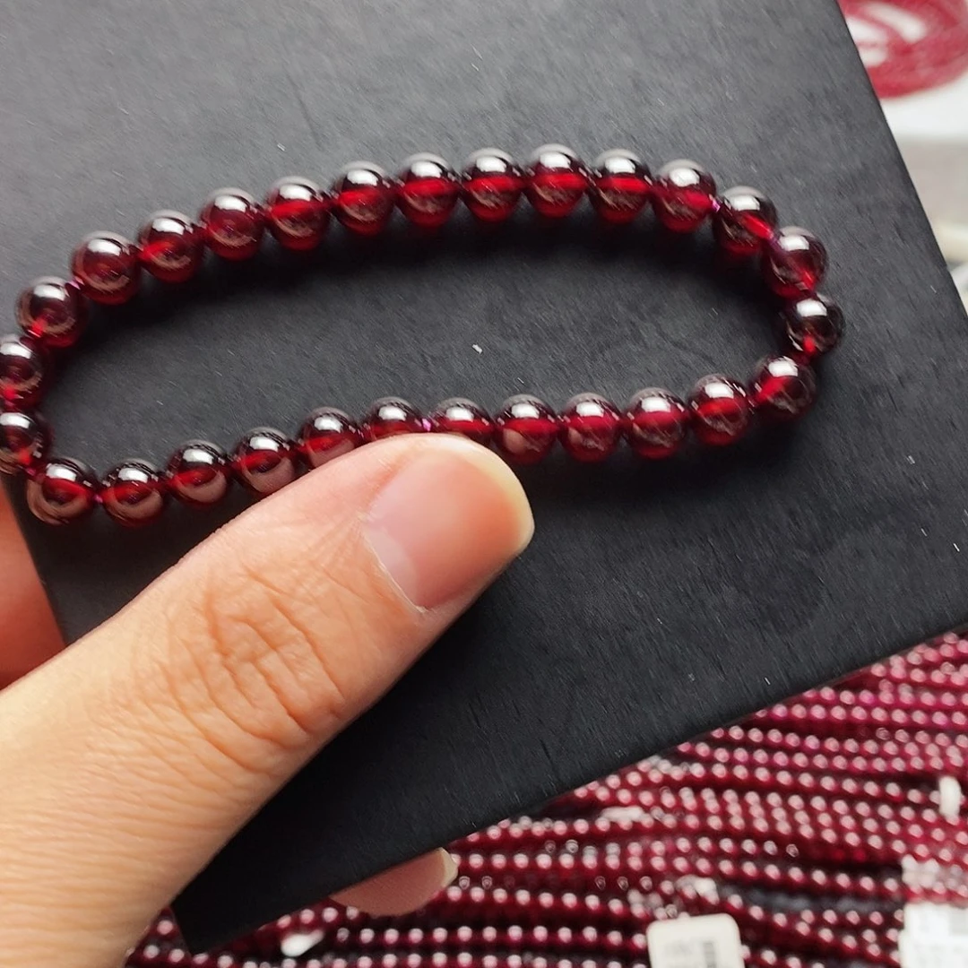 石榴石手链未镶嵌6.8mm老矿星光石榴石单圈
