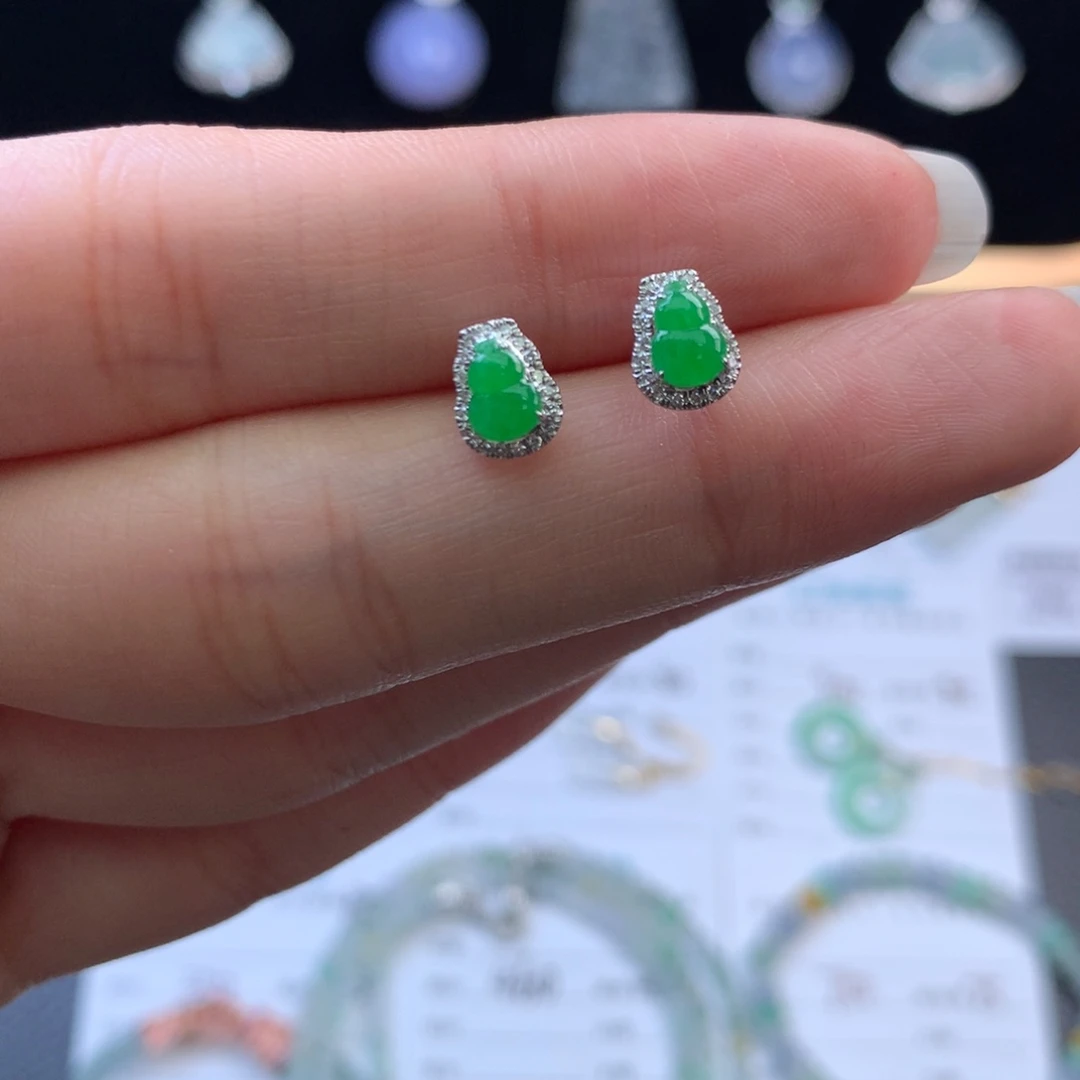 翡翠18K金镶嵌挂件48小时鉴赏期  退货不扣服务费