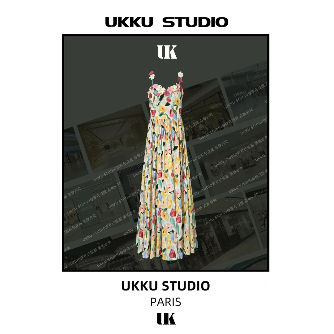 丹丹【UKKUSTUDIO】显瘦气质收腰夏季吊带连衣裙914061