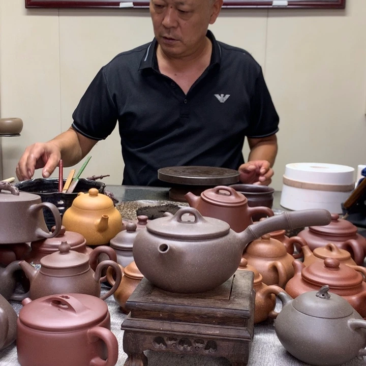茶壶紫泥侧把壶半手工制作