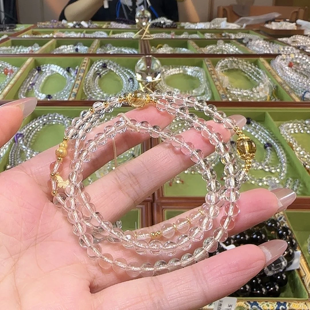 天***雪水晶手链未镶嵌天然白水晶项链拍2单