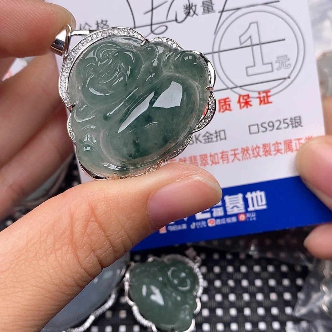 颈饰银S925镶嵌翡翠