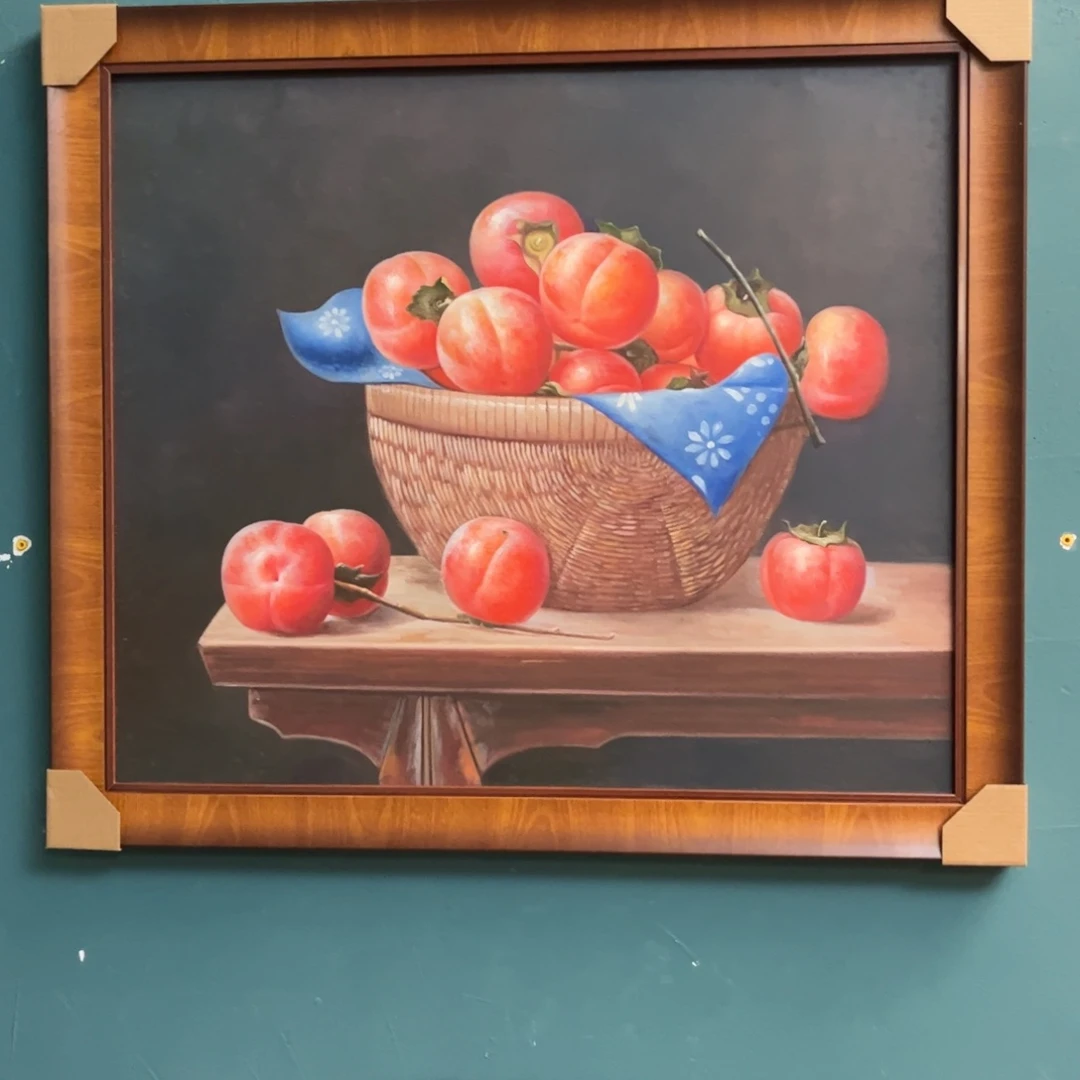 油画半**姐柿子手绘油画