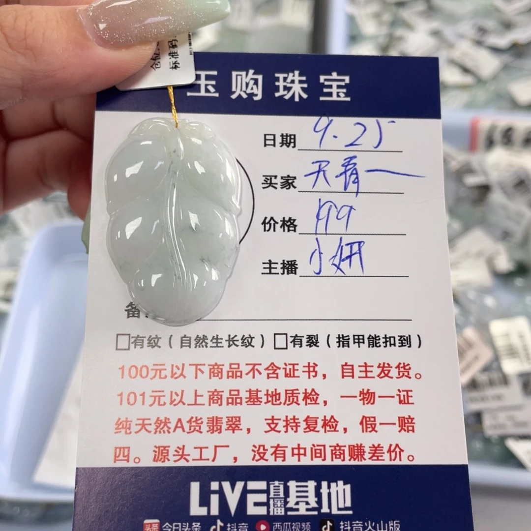 颈饰未镶嵌翡翠天**雨叶子