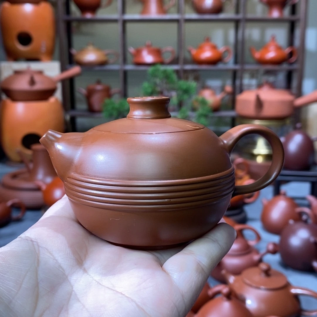 紫砂茶壶吴翰石矿朱泥鱼悦壶120cc