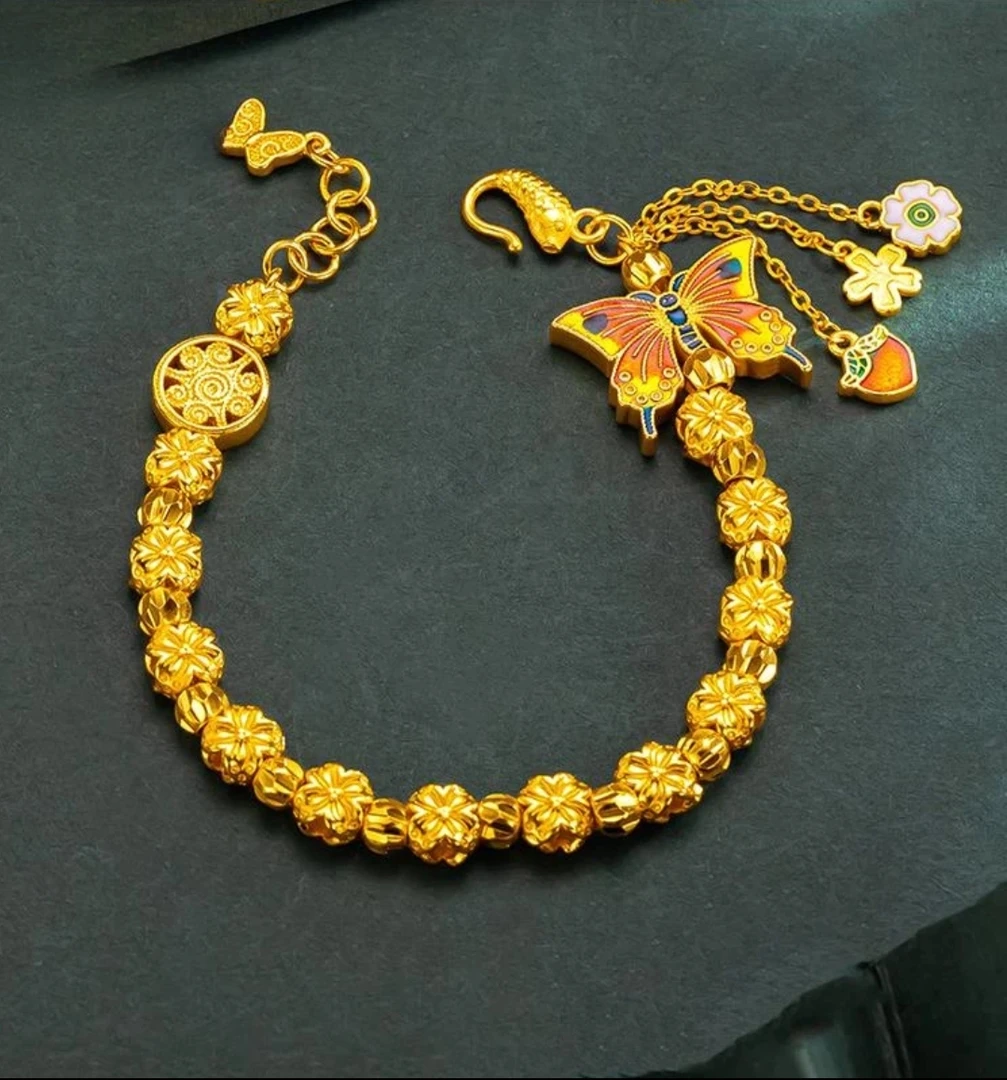 铜合金手链 蝴蝶流苏手环轻奢手工编织精美仙女气质百搭时尚女士