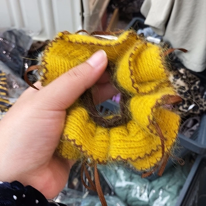 布艺非金属黄色毛线发圈