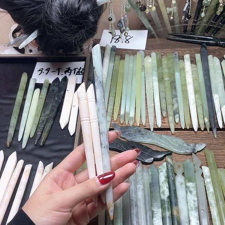 蛇纹石玉发饰合金喵*娜