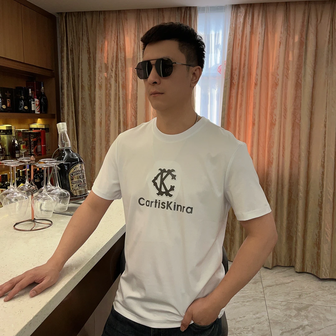 2025夏季男士新款潮流图案字母印花上衣时尚短袖T恤高品质2009