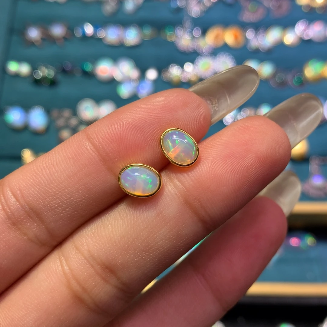 欧泊银S925镶嵌耳饰