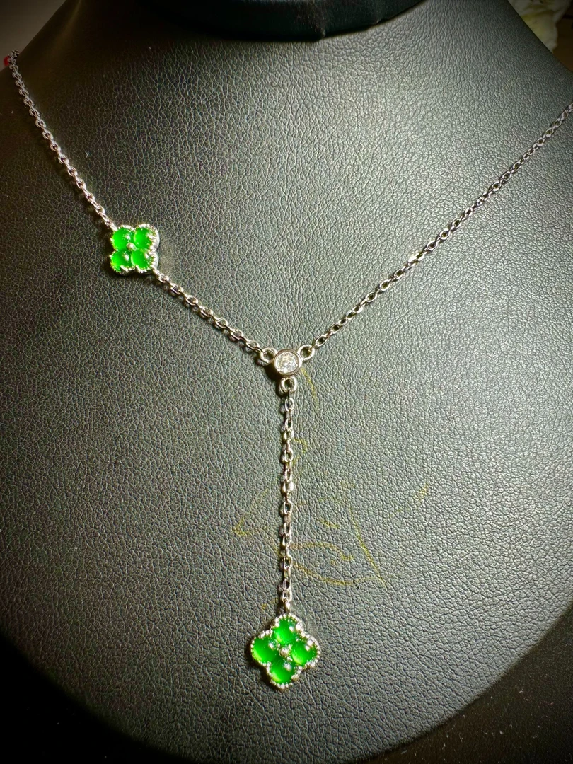 【四叶草】天然A货翡翠项链多样性发货