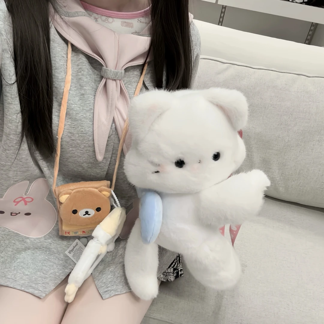 凛可爱 可爱小猫趴趴双肩包女生毛茸茸斜挎包