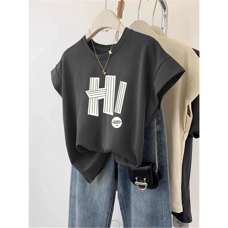 小众设计感正肩无袖背心t恤女2025新款时尚百搭显瘦宽松上衣夏季