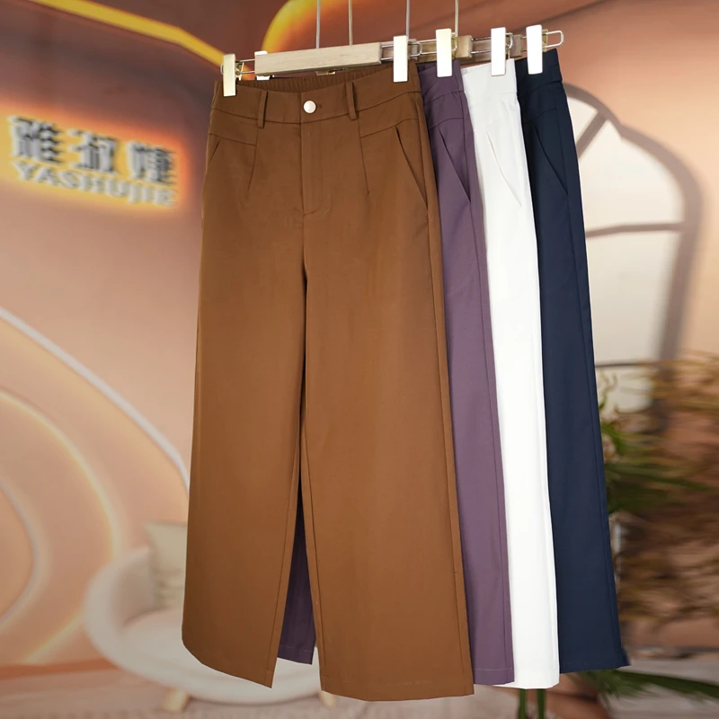 特舒棉九分阔腿裤女夏薄款宽松显瘦显腿长时尚高腰八分休闲裤百搭