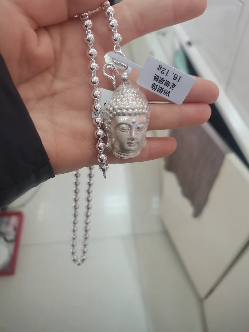 链子足银 足银项链和佛头，好看时尚