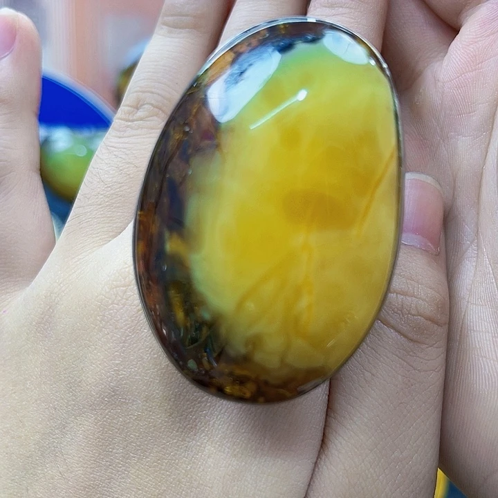 琥珀银S925镶嵌颈饰戒指