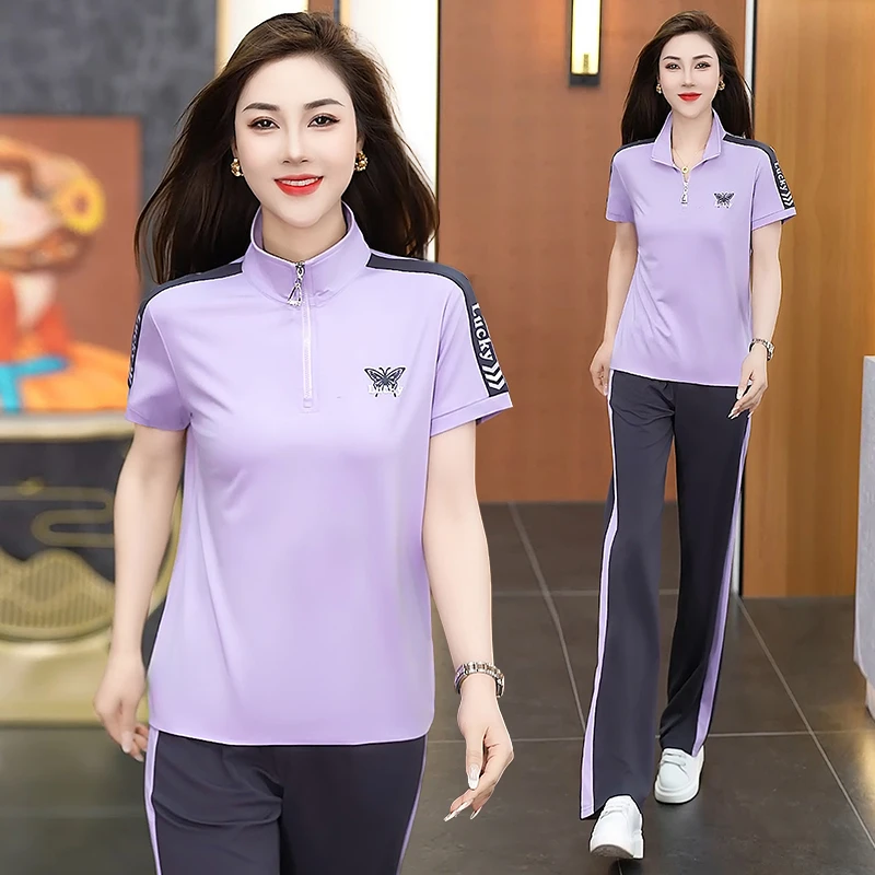 运动套装女2025年夏季新款百搭休闲修身显瘦女士跑步户外两件套装