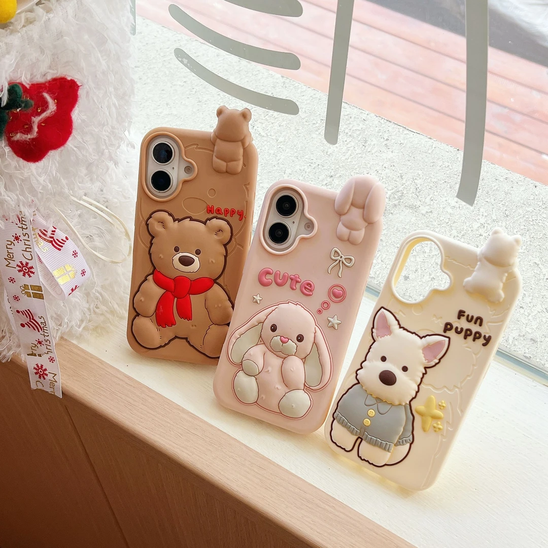 (苹果)趴趴西高地小狗可爱卡通适用iPhone16立体女款软硅胶手机壳