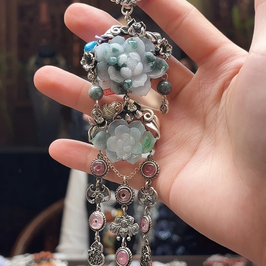 翡翠银S925镶嵌吊坠(不含链)