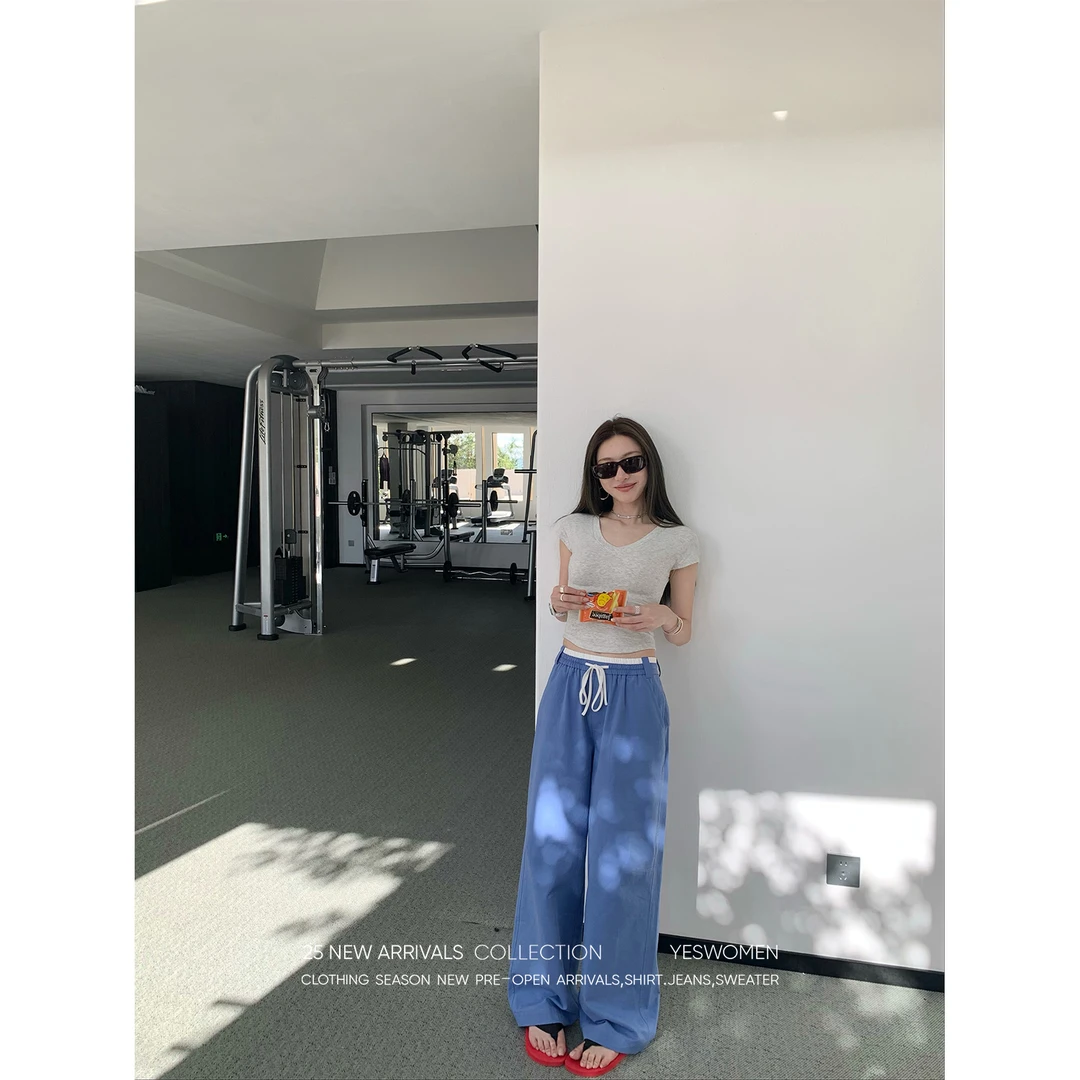 YESWOMEN7.5夏日霓虹裤·撞色腰头透氣纯棉宽松拖地版XY2256C2173