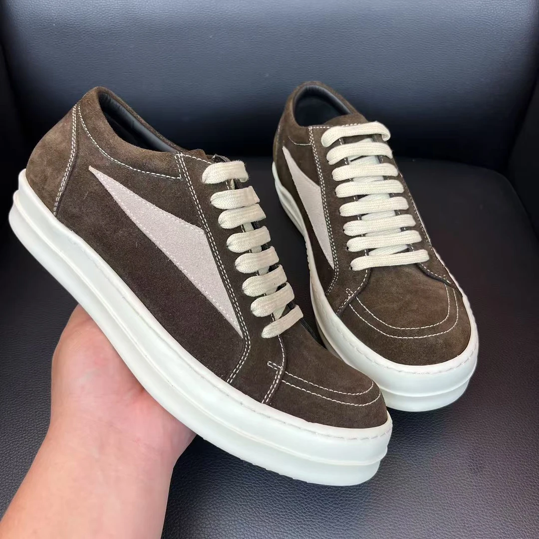 头层牛皮男士厚底休闲鞋板鞋系带圆头增高男鞋