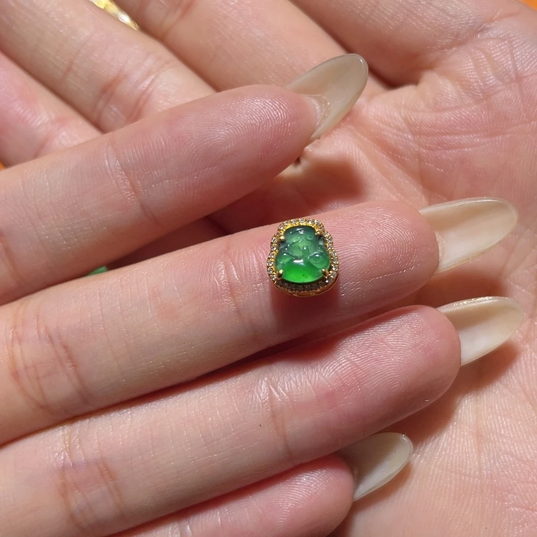 翡翠18K金镶嵌吊坠(不含链)