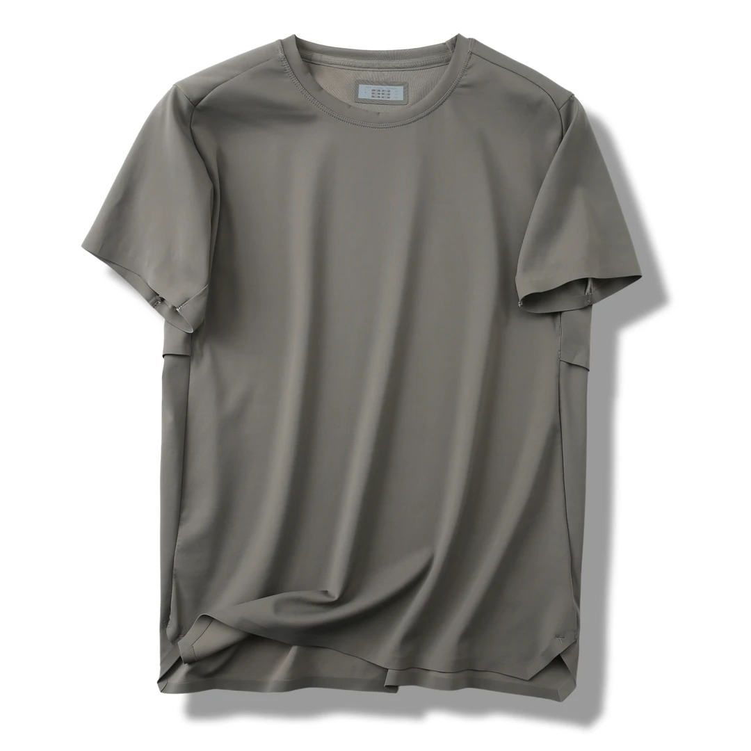 男士新款无痕压胶立体剪裁速干透气弹力休闲户外圆领短袖txu